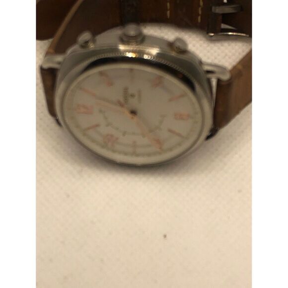 Fossil Q FTW1200 Women Brown Leather Analog Silver Dial Hybrid Smart Watch HK404 - Picture 5 of 9